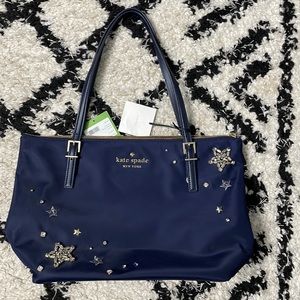Kate Spade handbag never used with tags Navy Nylon zipper